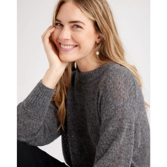 Quince Sweaters - Baby Alpaca-Wool Diamond Stitch Crew NWT Medium Charcoal